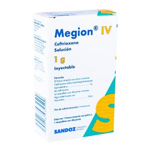 MEGION CEFTRIAXONA INY IV 1 AMP 1g